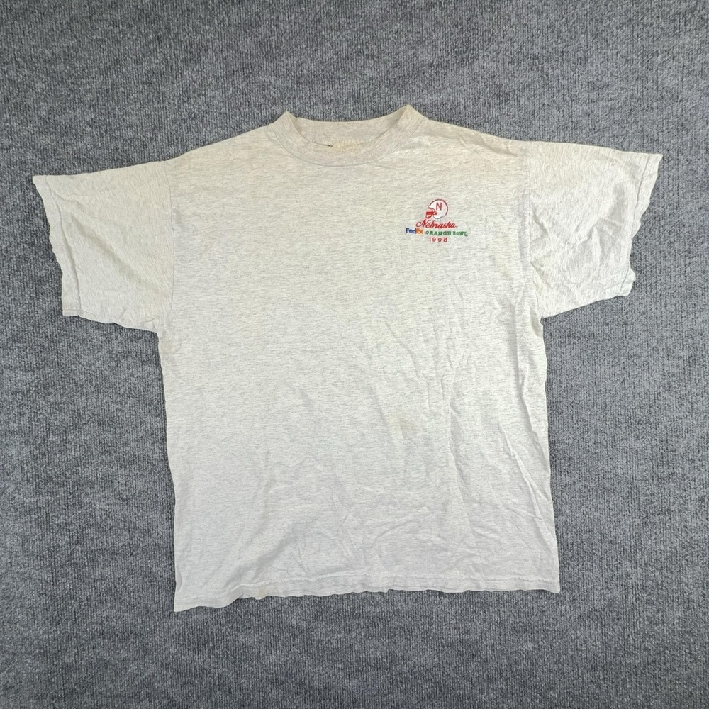 Vintage Nebraska Cornhuskers Shirt Mens Large Gray NCAA Football Orange Bowl TSI